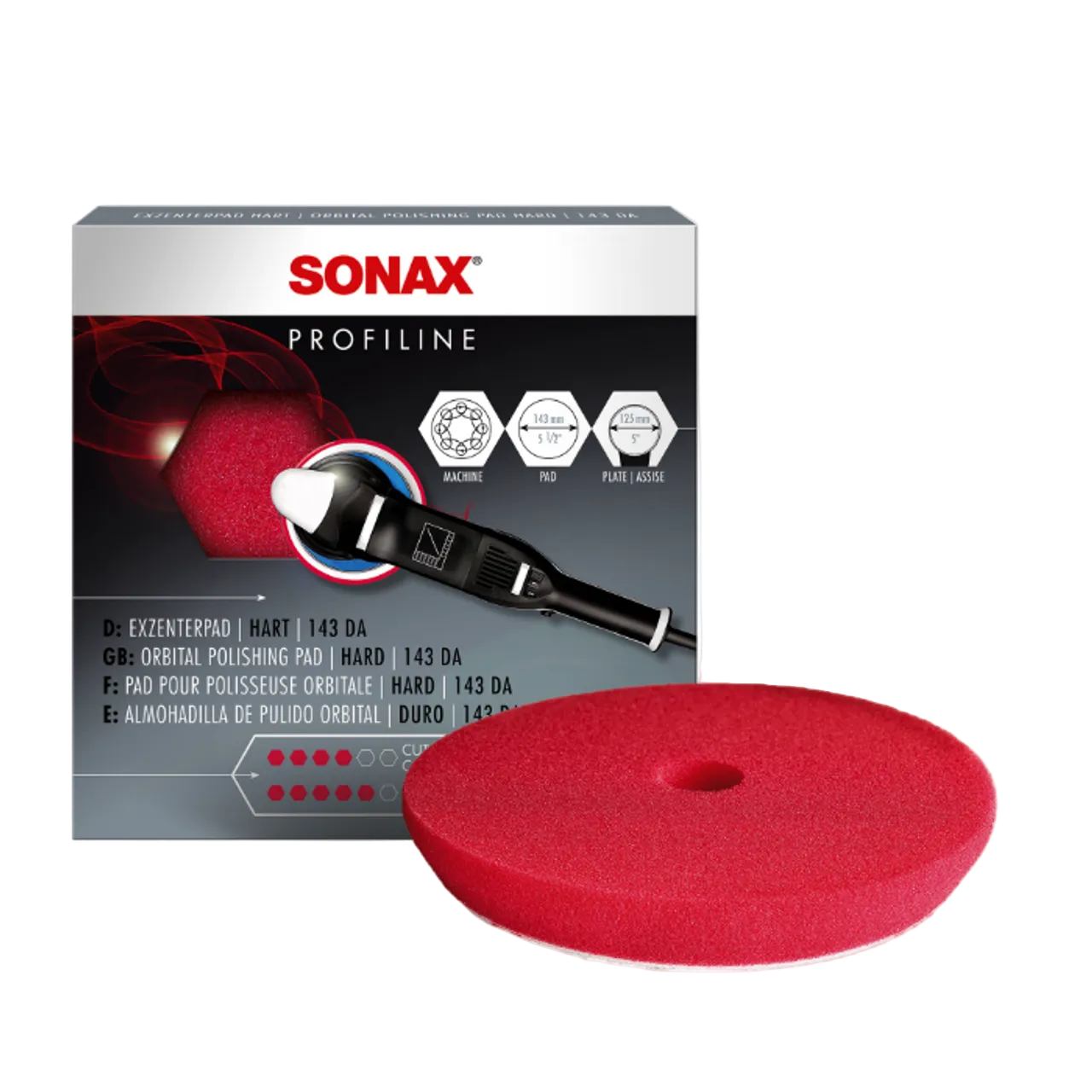 POLISHING SPONGE RED 143MM DUAL ACTION CUT PAD, CIETĀ PUL. RIPA SARKANA