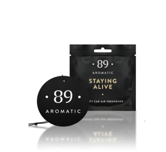 CAR AIR FRESHENER – STAYING ALIVE (LEMON, SANDALWOOD & AMBER)